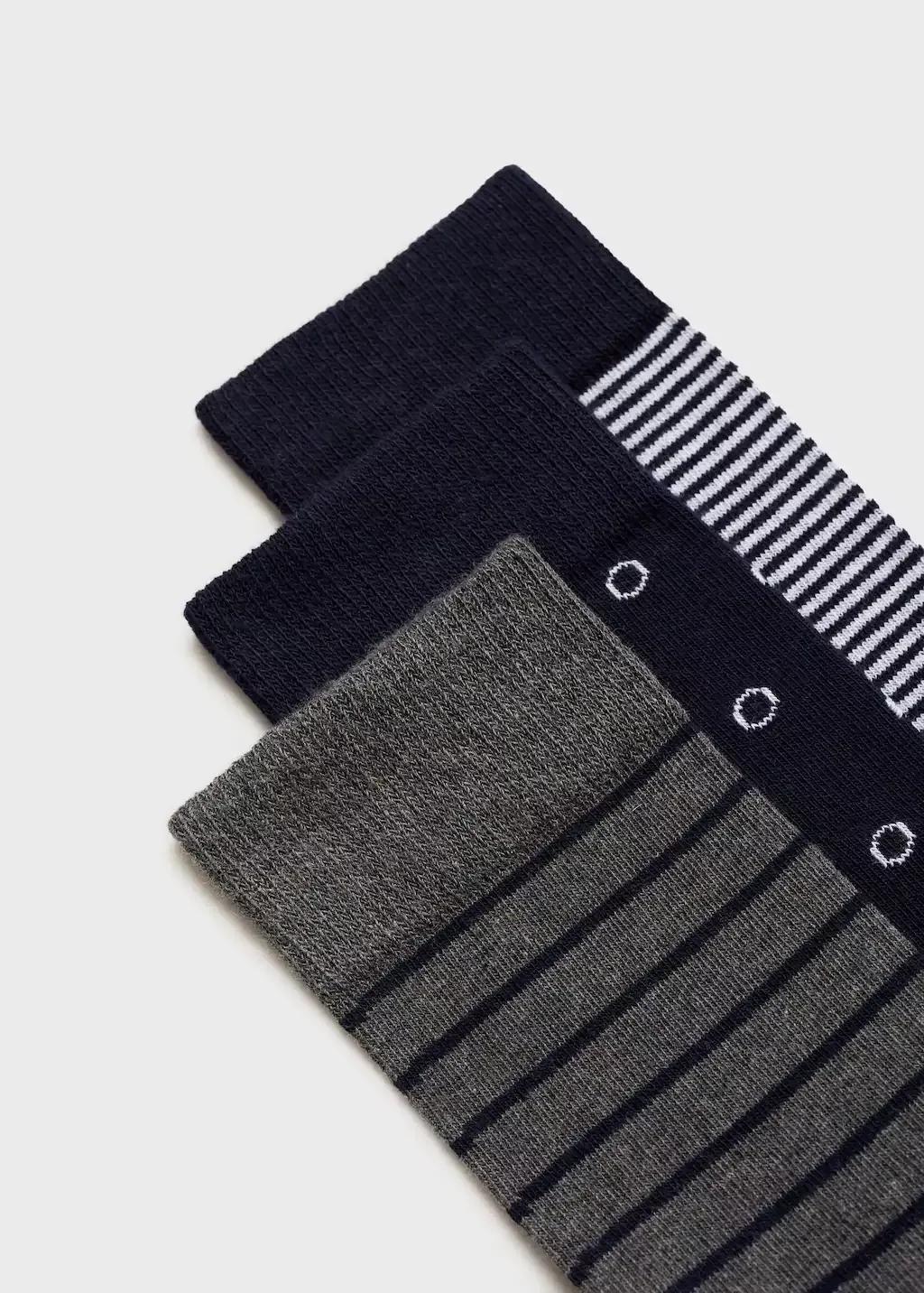 Grey 3 Pack Mixed Socks, , large image number 1
