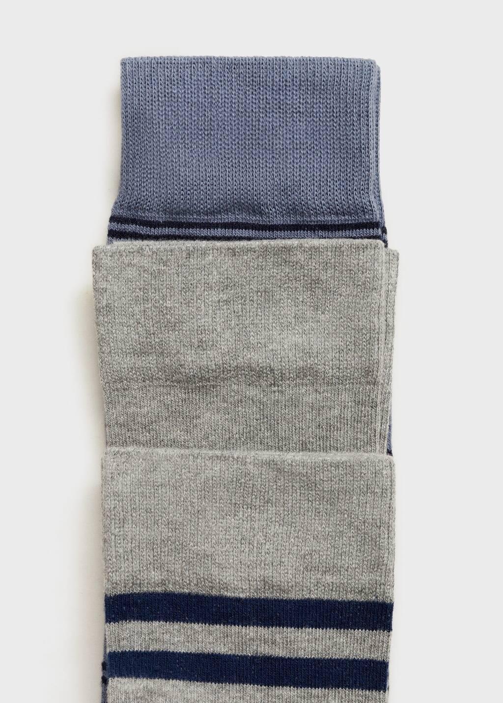 Navy Pack Of 3 Striped Cotton Socks, , large image number 2