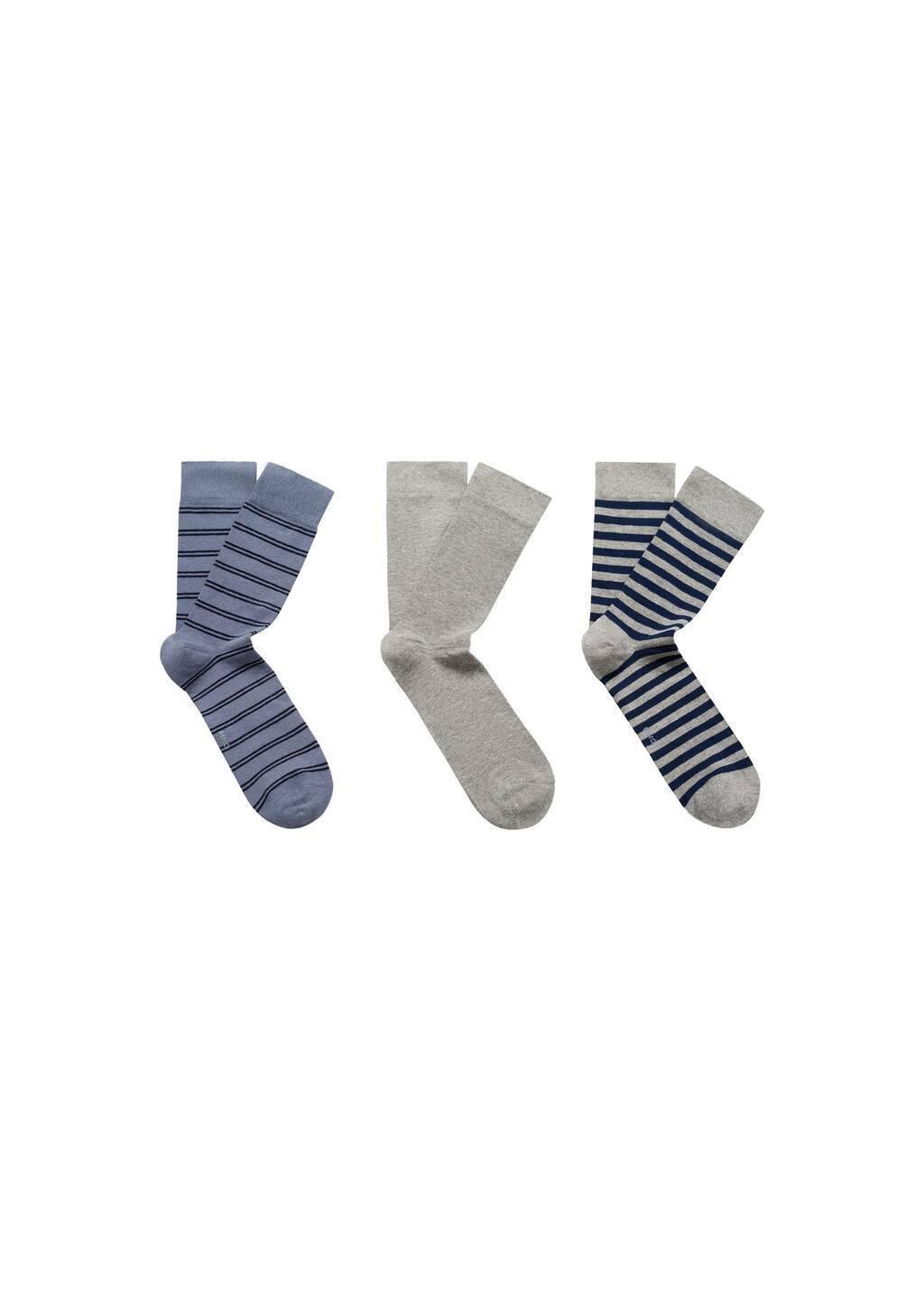 Navy Pack Of 3 Striped Cotton Socks, , large image number 3