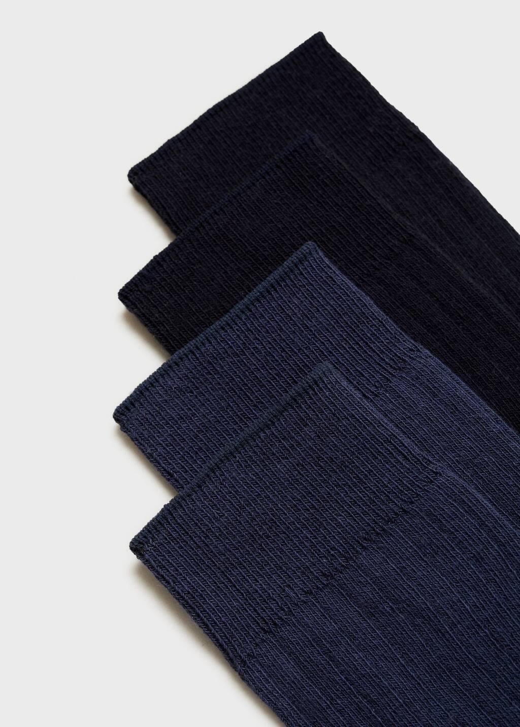 Navy Pack Of 2 Ribbed Cotton Socks, , large image number 1
