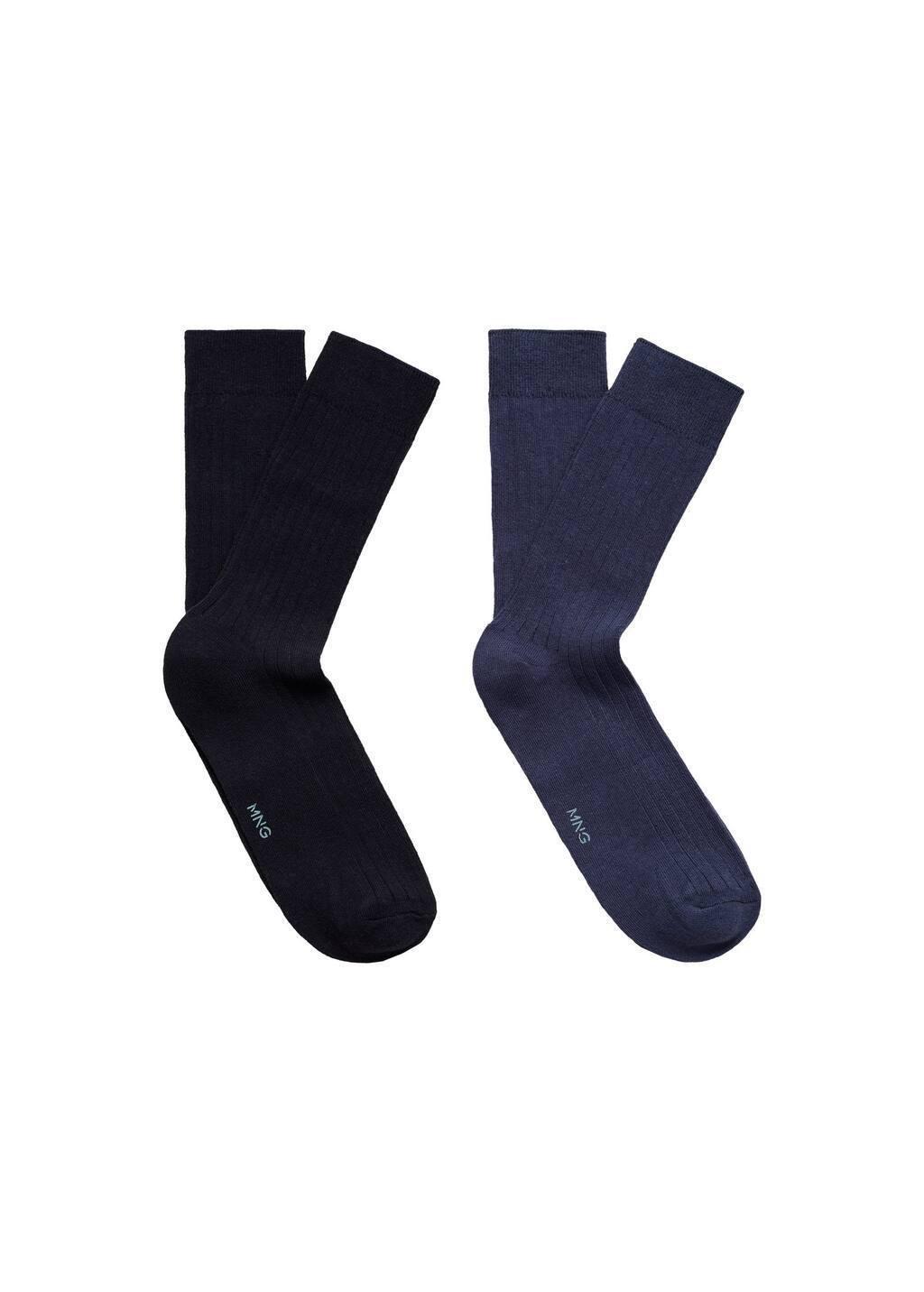 Navy Pack Of 2 Ribbed Cotton Socks, , large image number 2