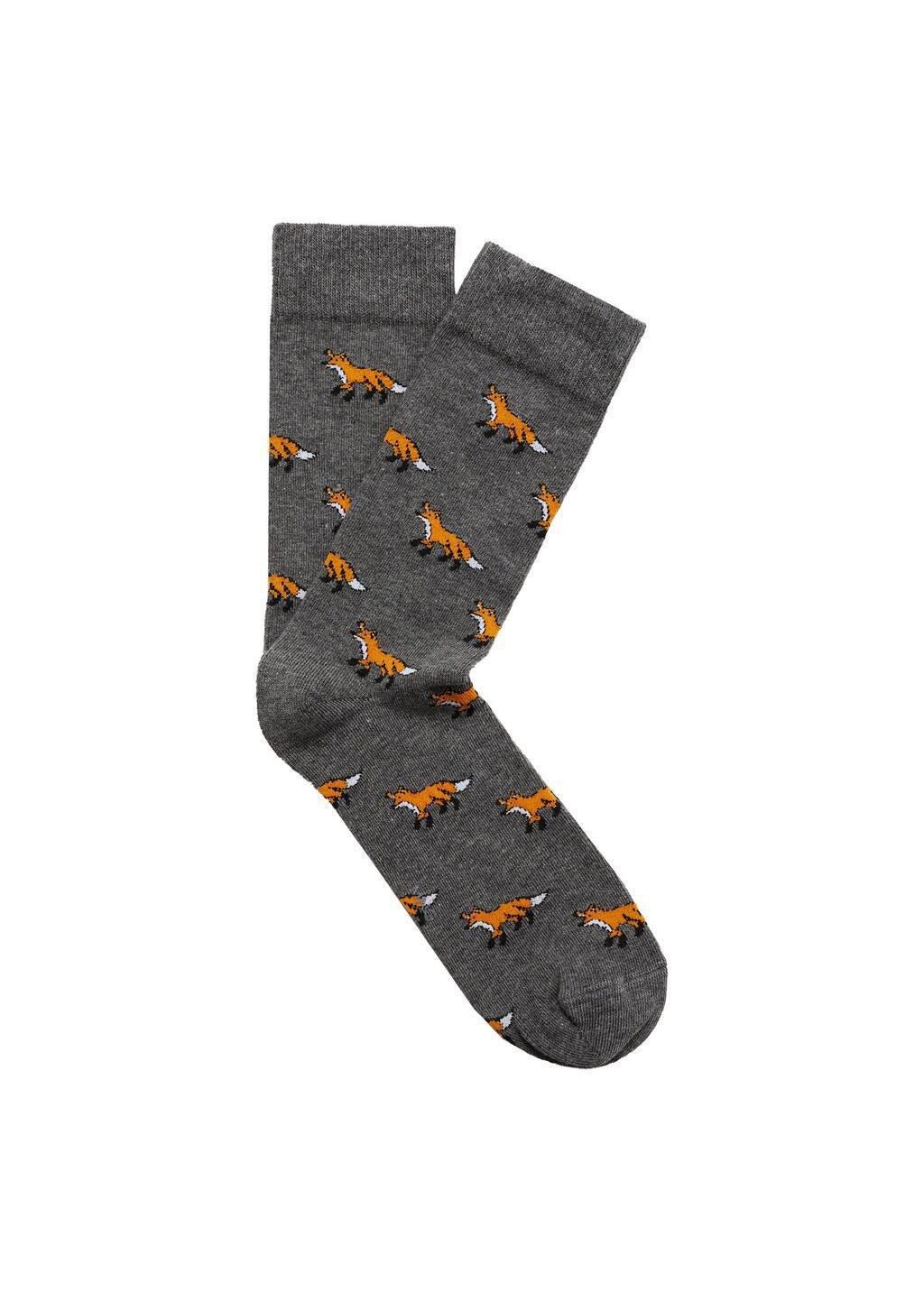 Grey Animal Print Cotton Socks, , large image number 2