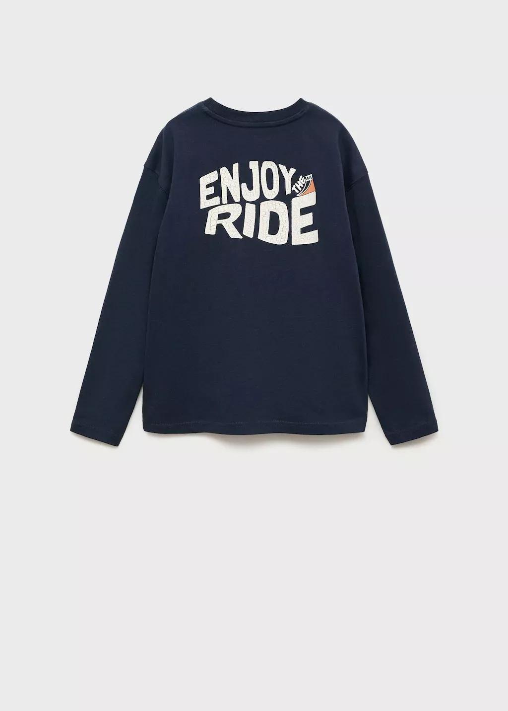 Navy Printed Cotton-Blend T-Shirt, , large image number 5