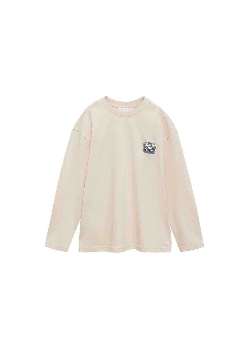 Beige Printed Cotton-Blend T-Shirt, , large image number 2