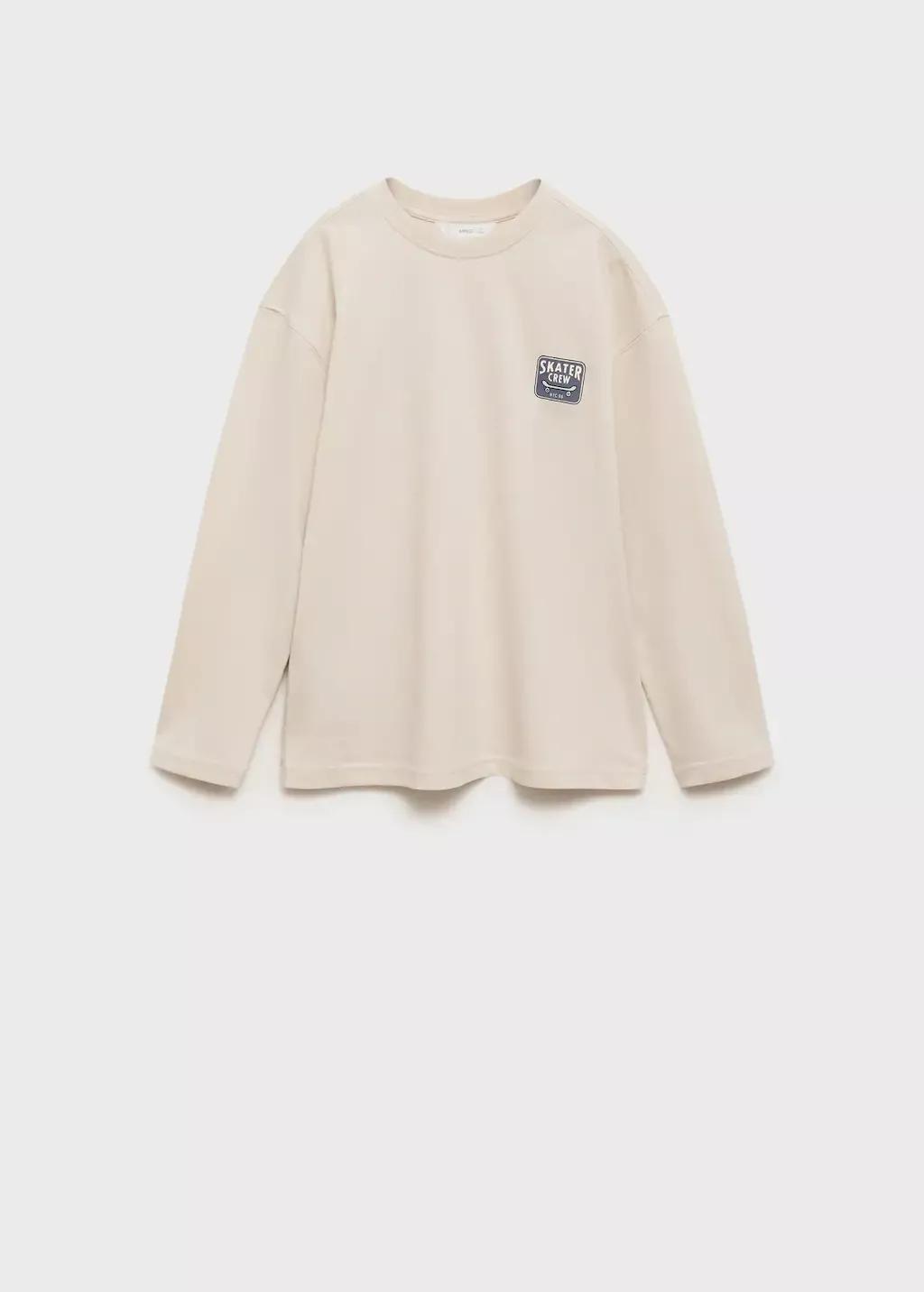Beige Printed Cotton-Blend T-Shirt, , large image number 5