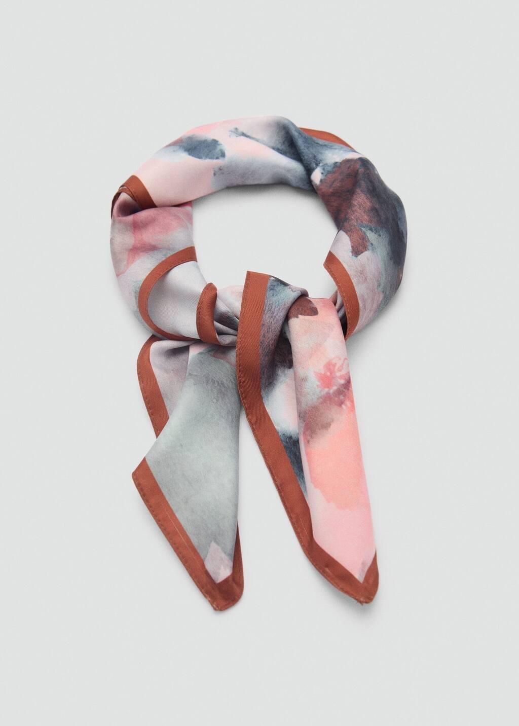Pink Lt-Pastel Printed Satin Scarf, Light-Pastel Pink, large image number 1