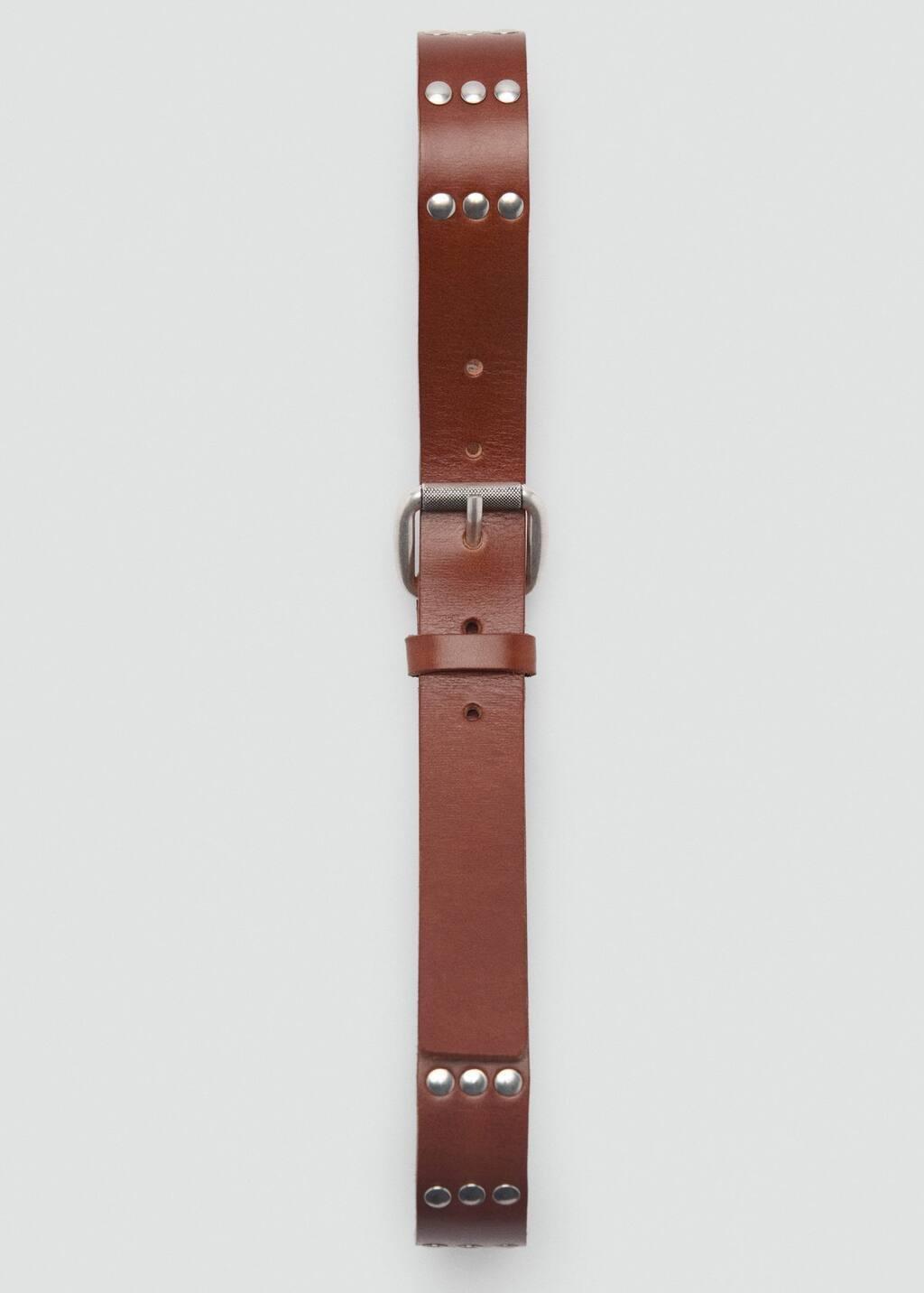 Brown Stud Leather Belt, , large image number 3