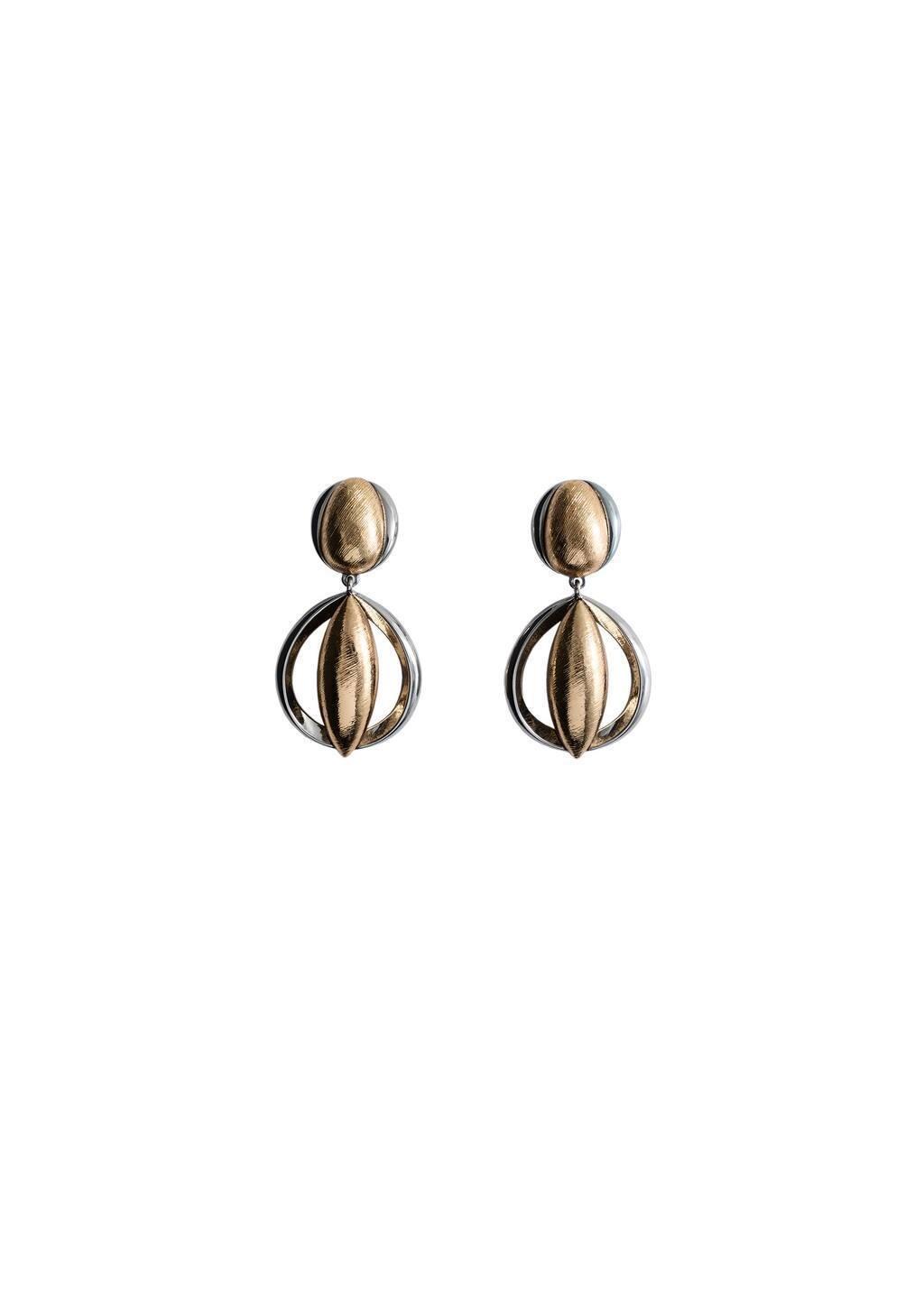 Gold Circular-Design Earrings, 0201_OR, large image number 2