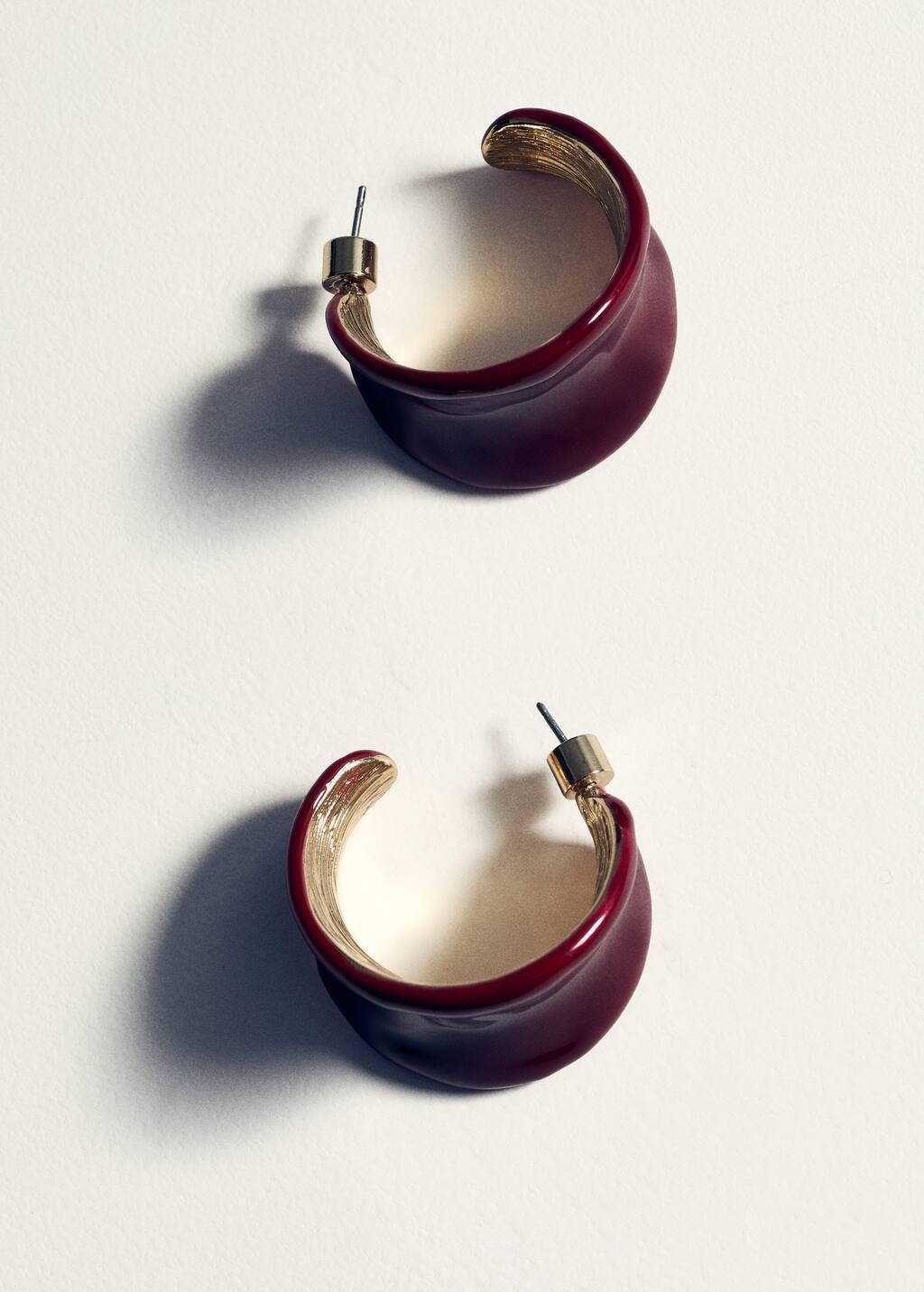 Red Earrings With Wavy Relief, 0201_70, large image number 1