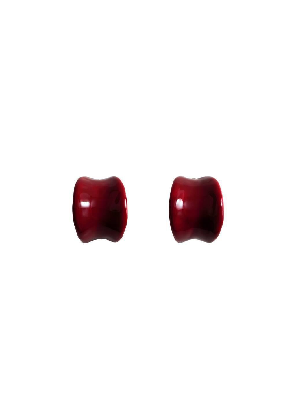 Red Earrings With Wavy Relief, 0201_70, large image number 2