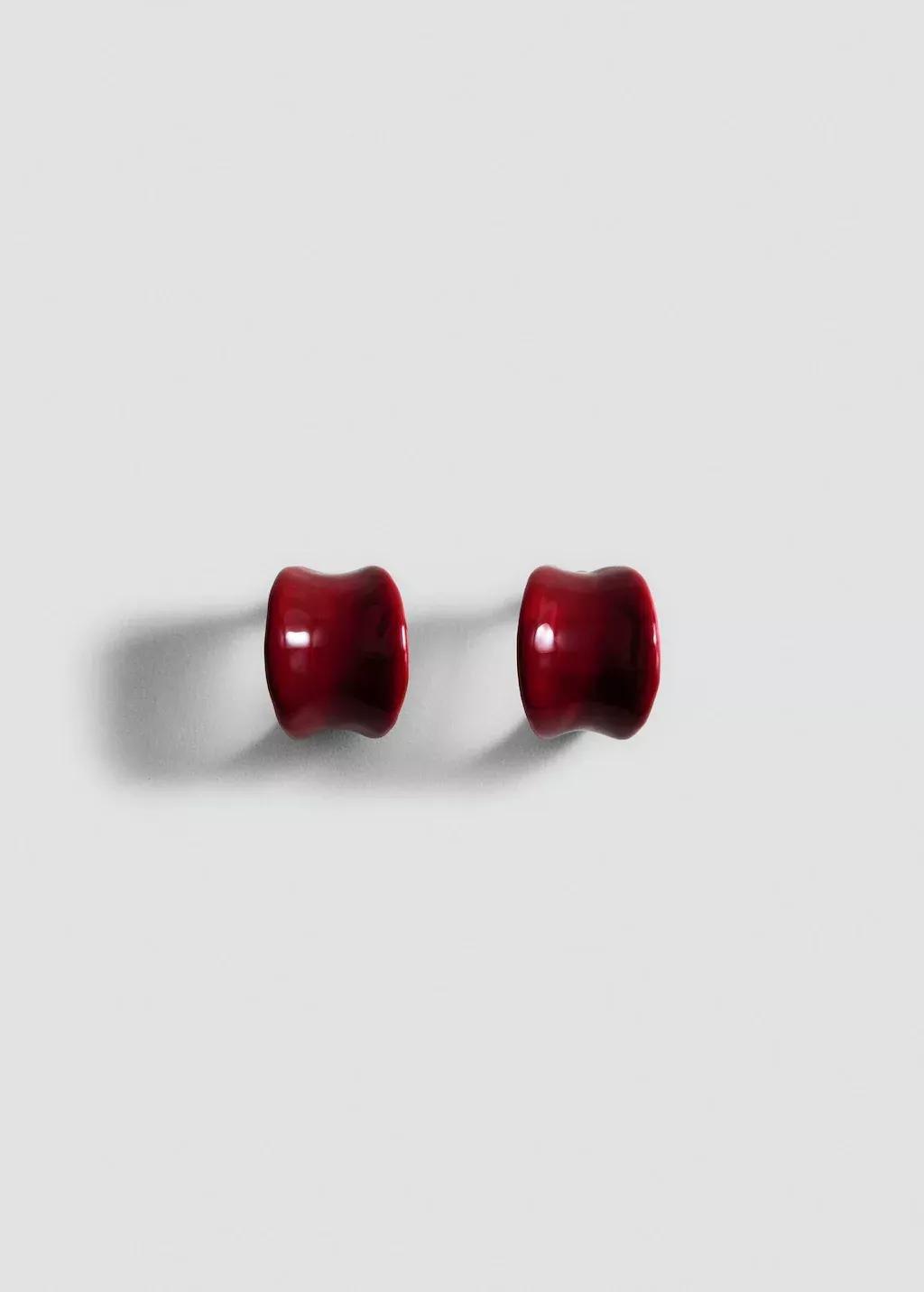 Red Earrings With Wavy Relief, 0201_70, large image number 3