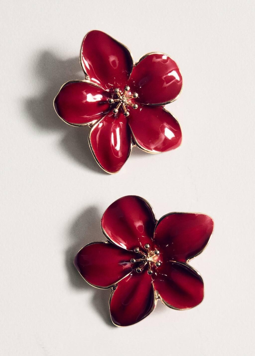 Red Floral Earrings, Red, large image number 1