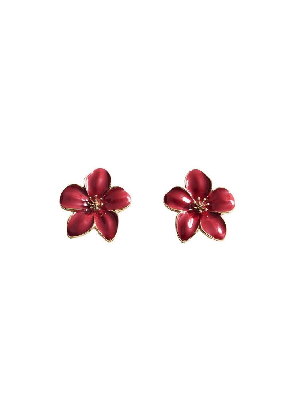 Red Floral Earrings, Red, large image number 2