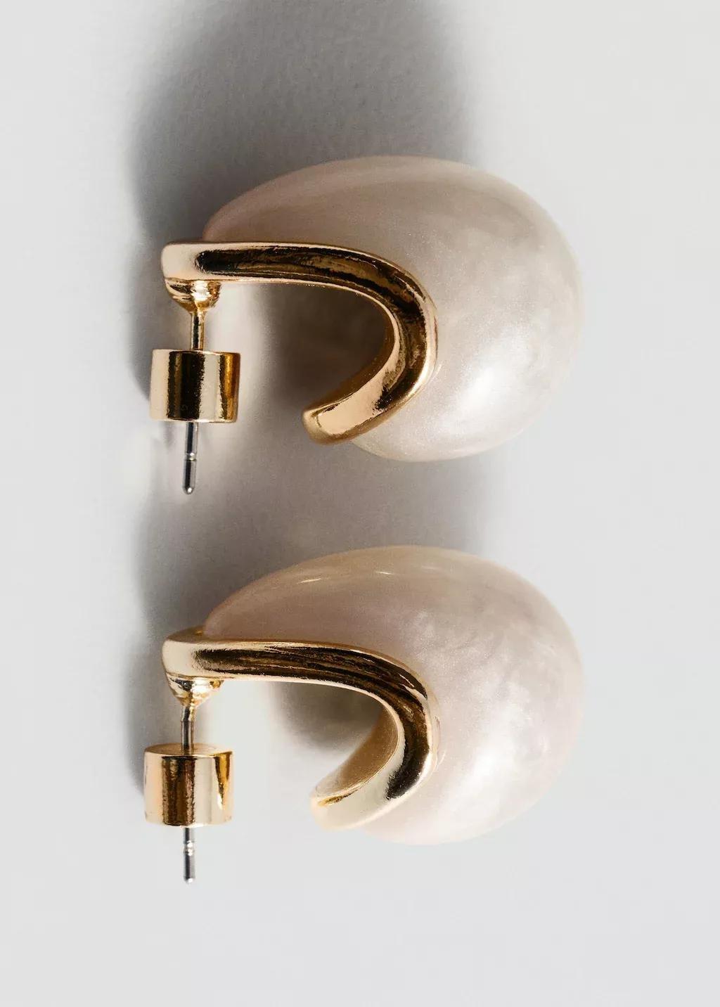 Beige Resin Drop Earrings, , medium