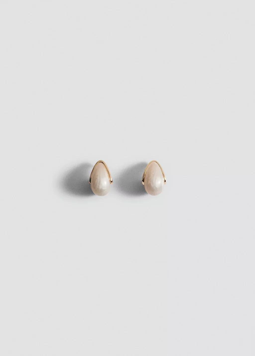 Beige Resin Drop Earrings, Light Beige, large image number 3