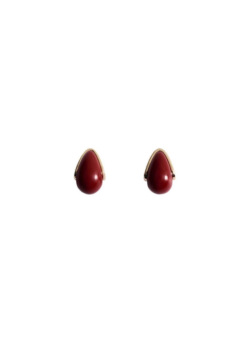 Red Transparent Bead Earrings, Red, large image number 2