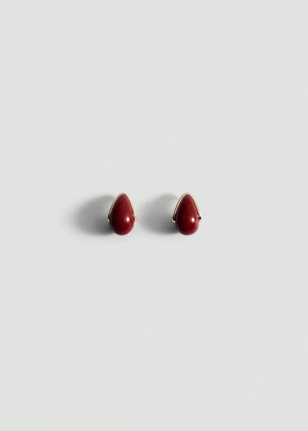 Red Transparent Bead Earrings, Red, large image number 3