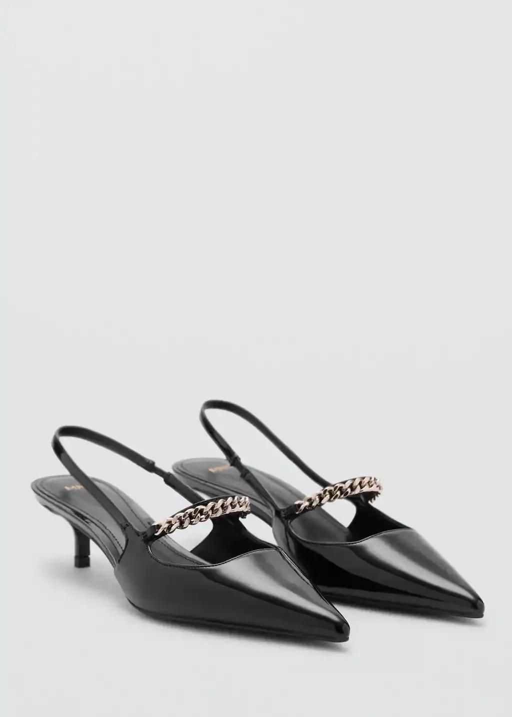 Black High Heel Shoes With Link Straps, , large image number 0