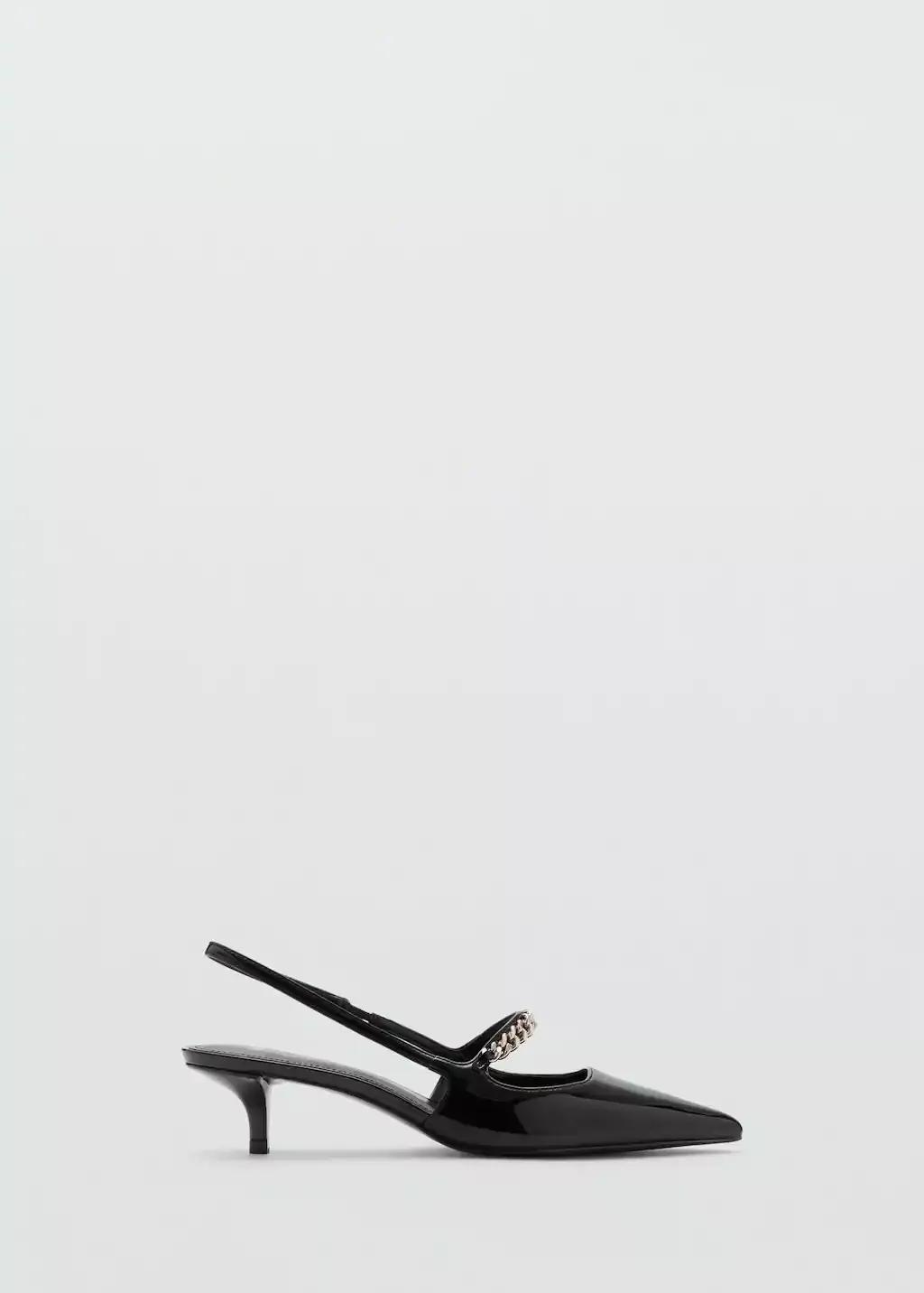 Black High Heel Shoes With Link Straps, , large image number 4