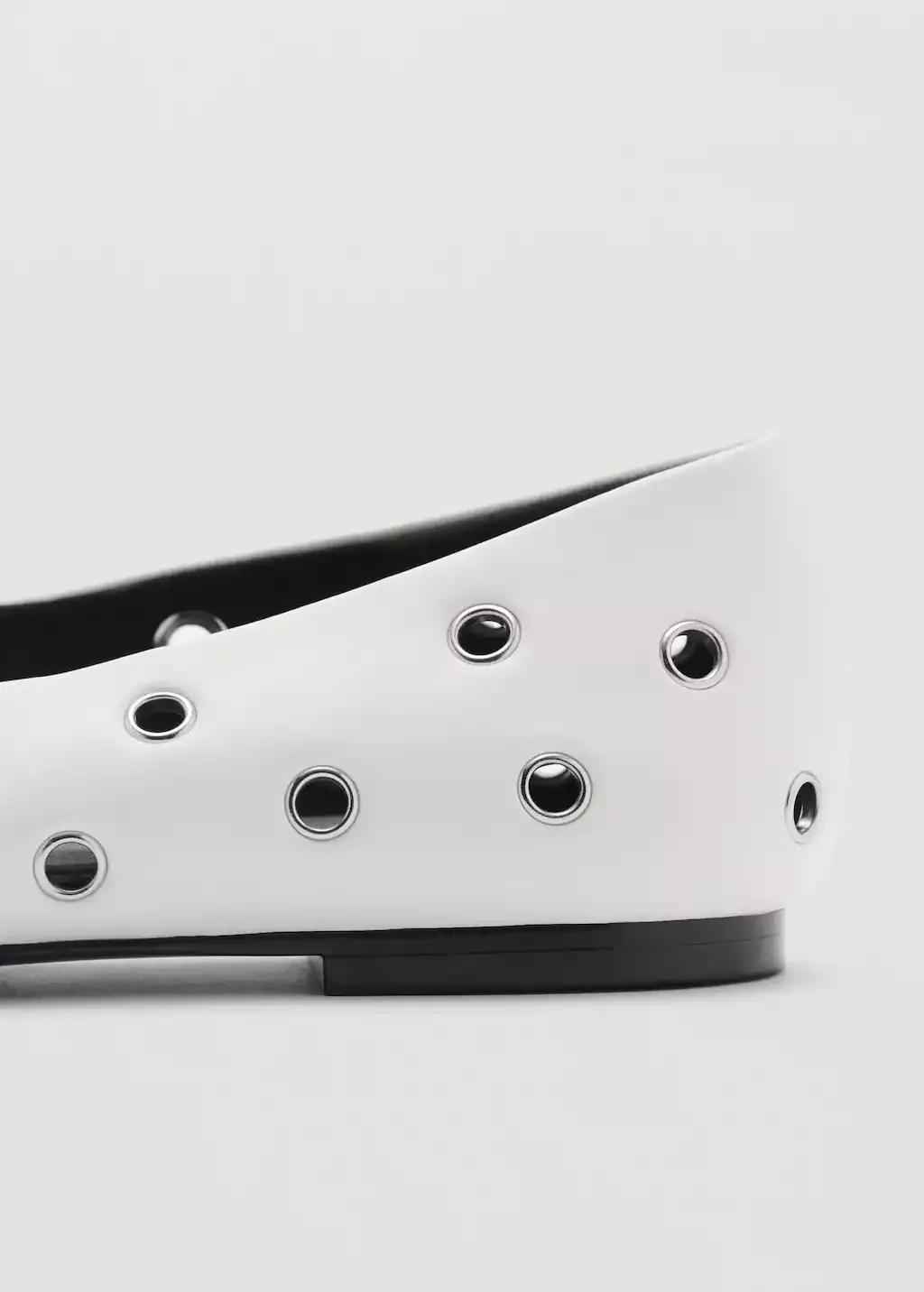White Ballerinas Flat Shoes, , large image number 4