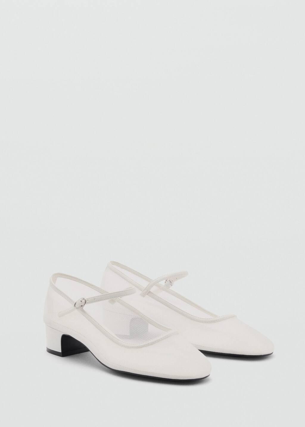 White Mesh Shoes With Buckle Strap, , large image number 0