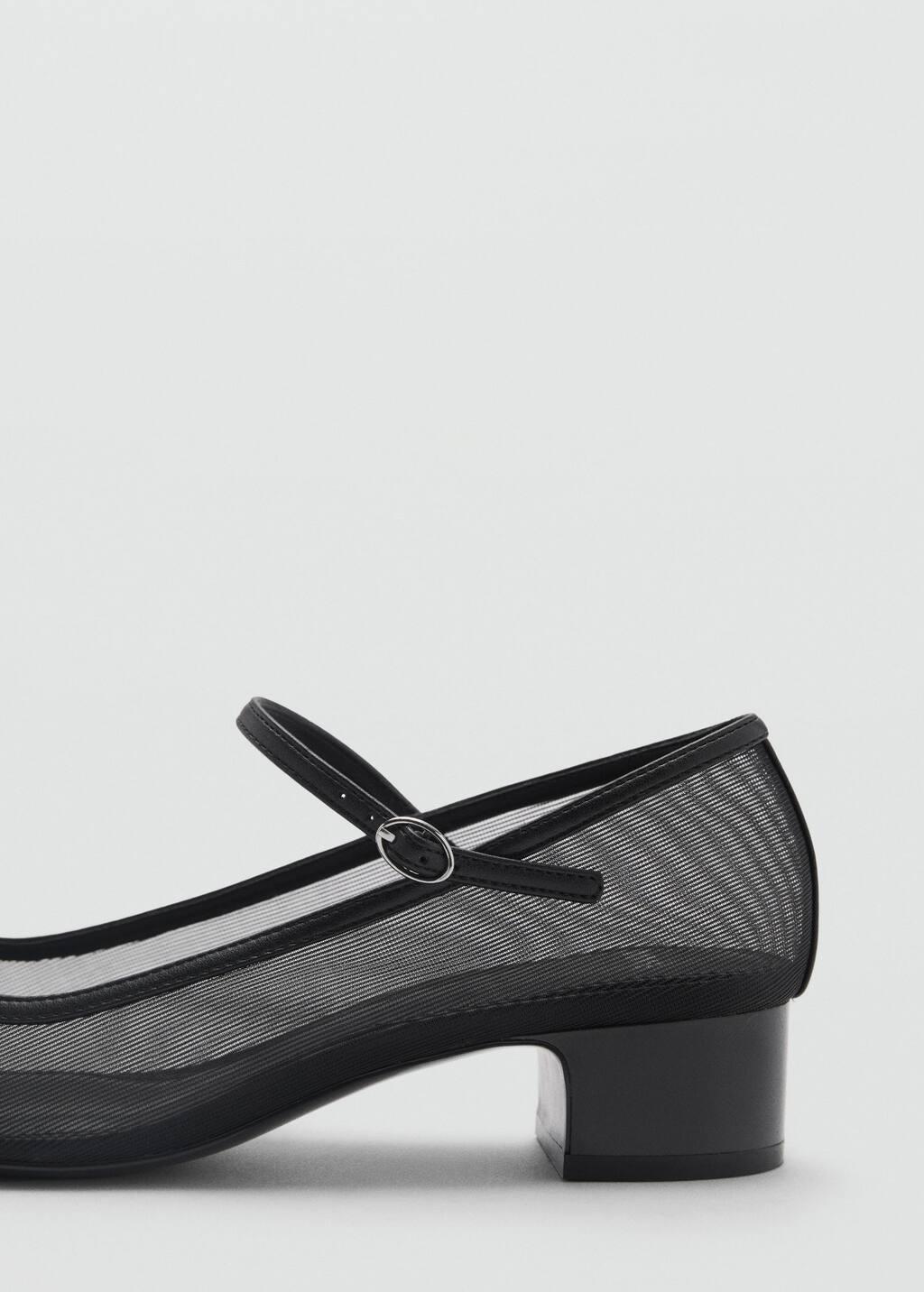 Black Mesh Shoes With Buckle Strap, , large image number 1