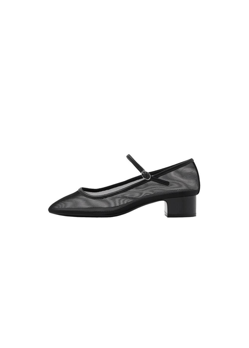 Black Mesh Shoes With Buckle Strap, , large image number 2