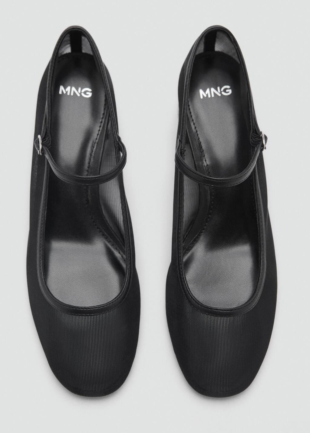 Black Mesh Shoes With Buckle Strap, , large image number 3