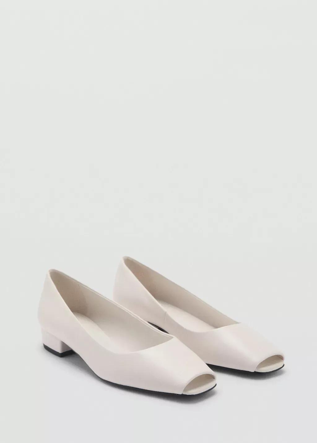 White Open-Toe Leather Shoes, , medium