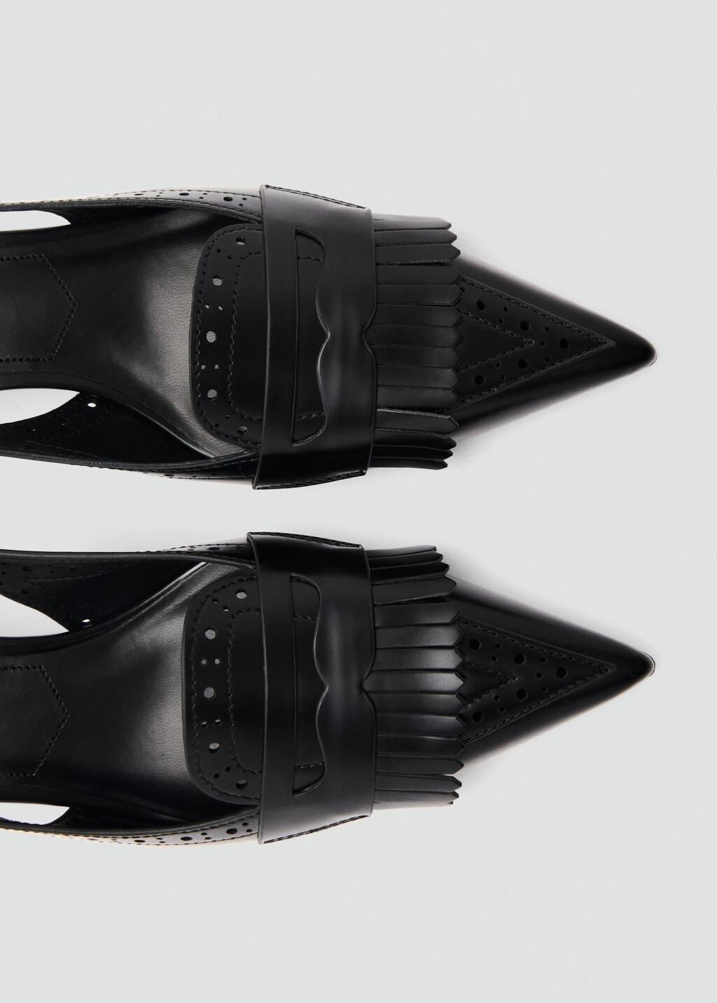 Black Fringe-Heel Shoes, , large image number 1