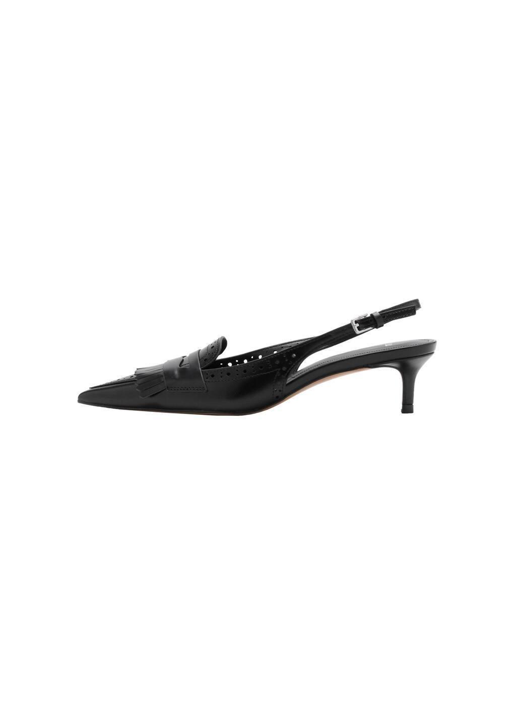 Black Fringe-Heel Shoes, , large image number 2
