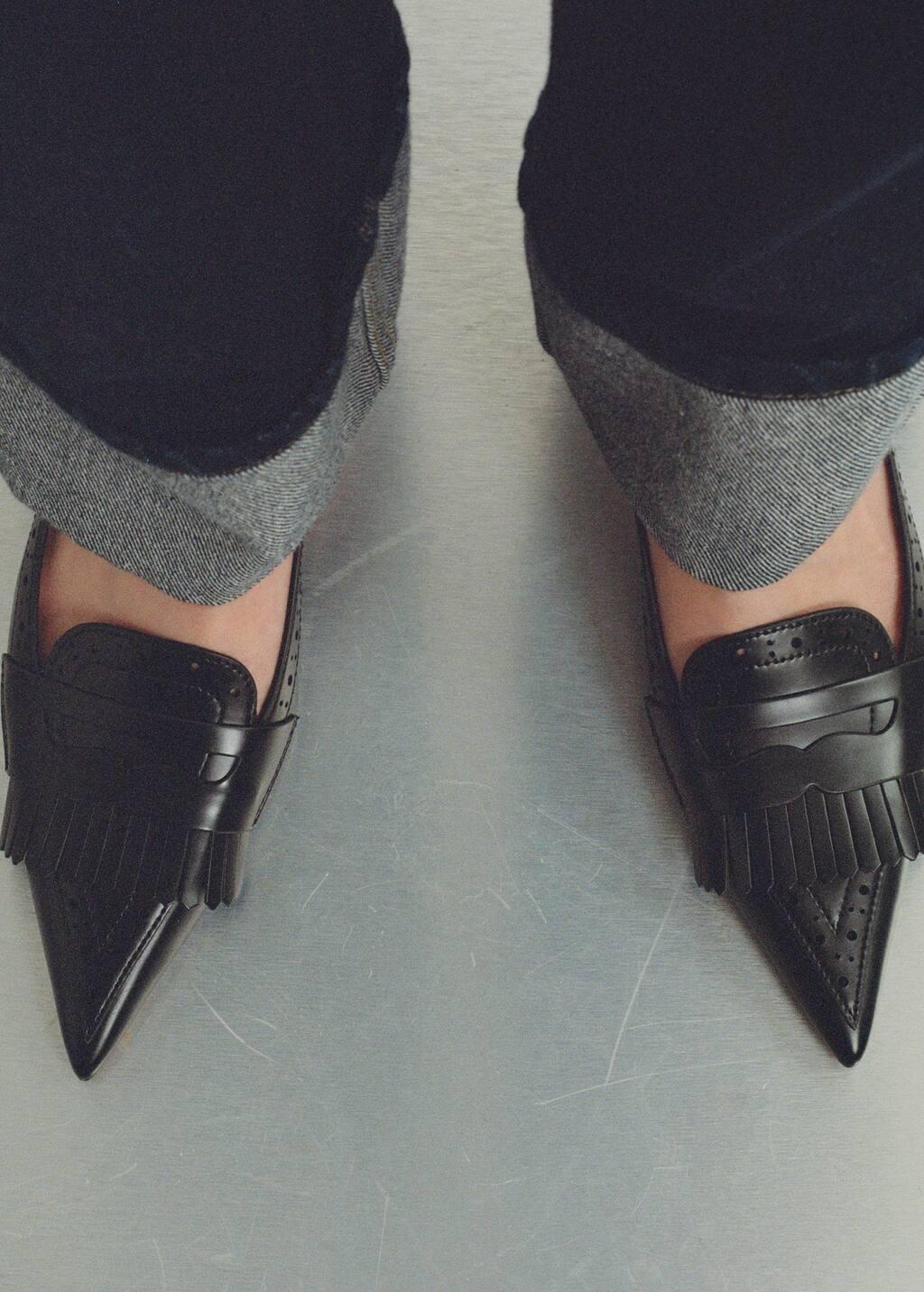 Black Fringe-Heel Shoes, , large image number 5