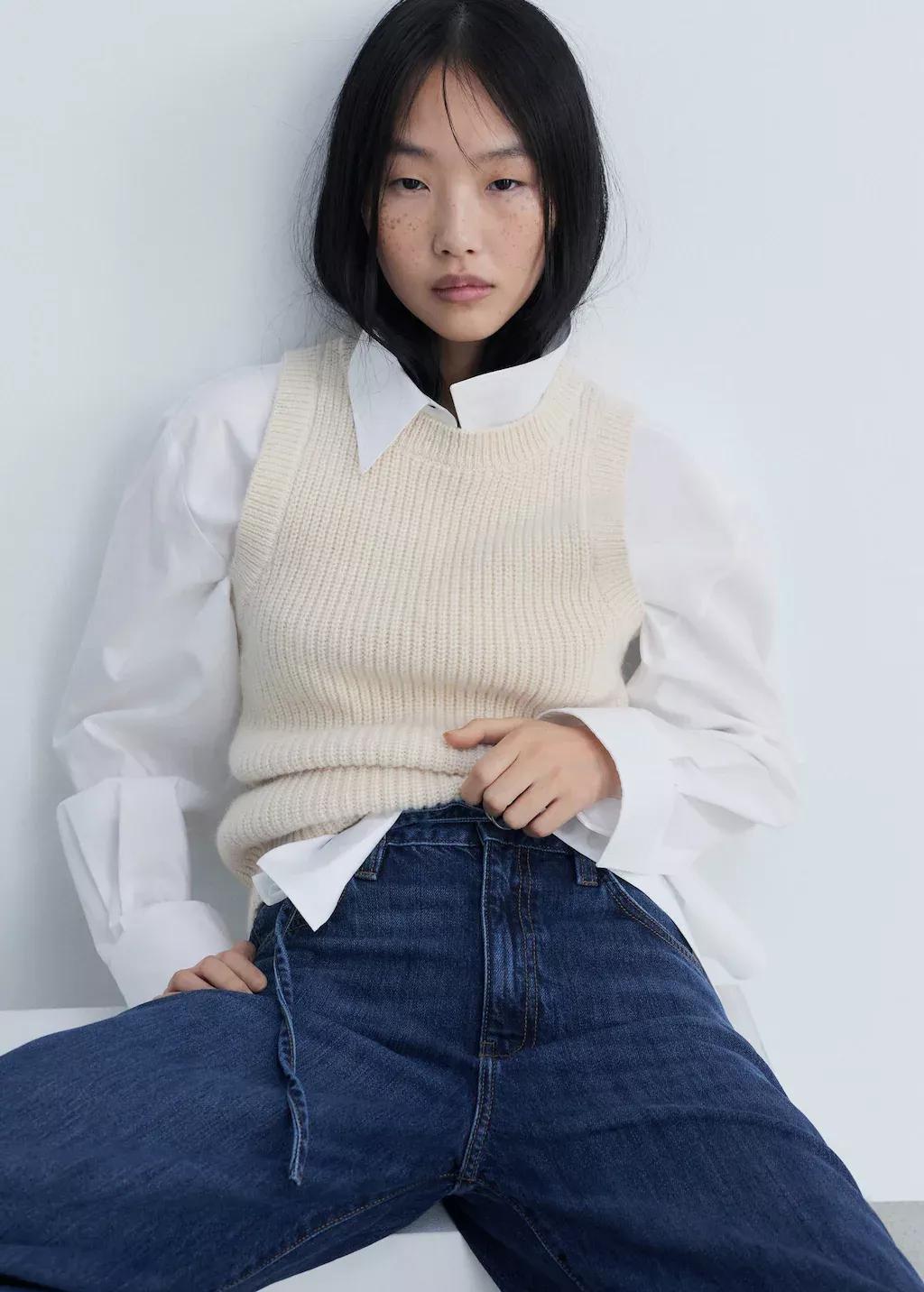Blue Wideleg Jeans With Belt, , large image number 1
