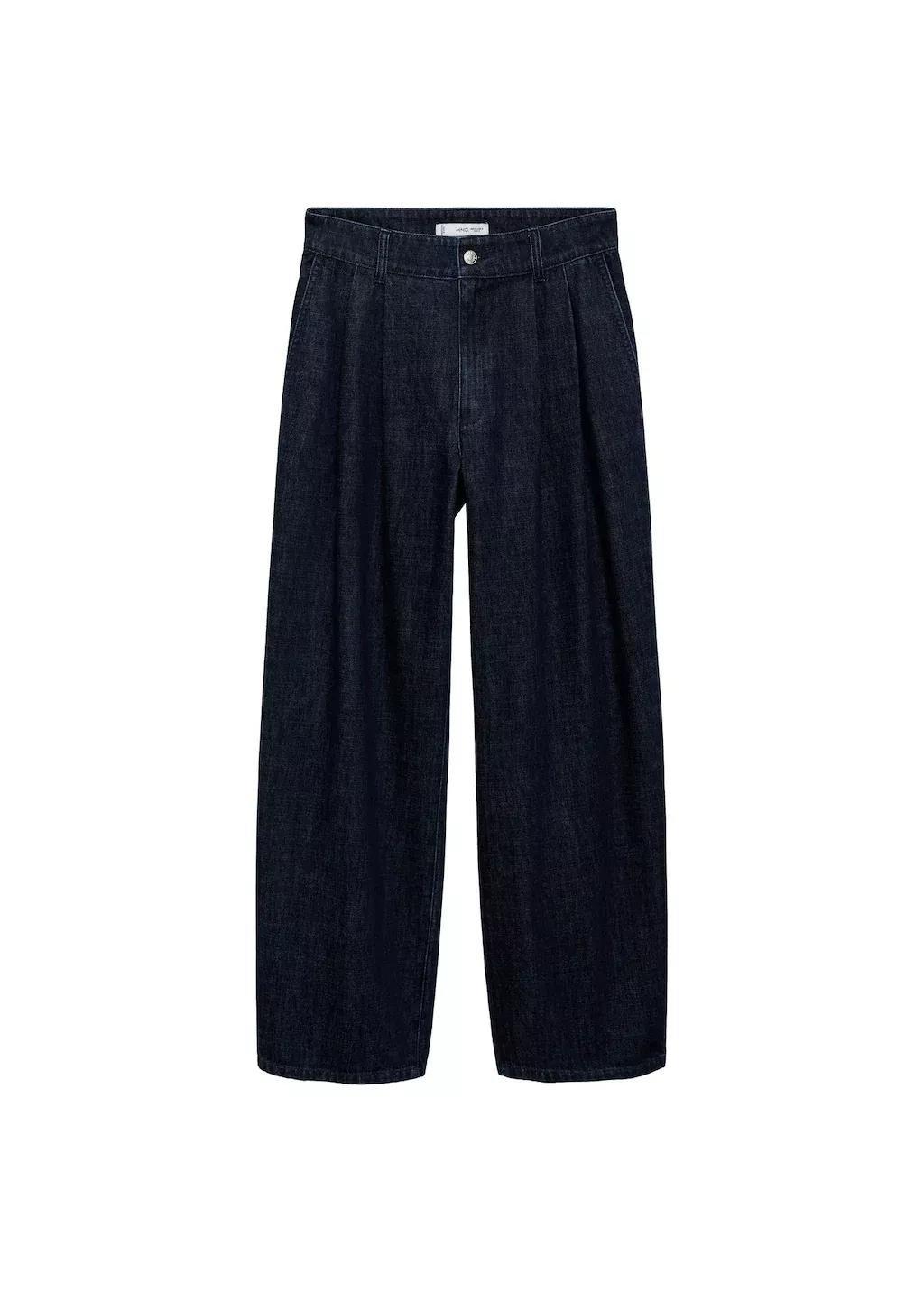 Blue Rinse-Wash Wideleg Jeans With Pleats, , large image number 2