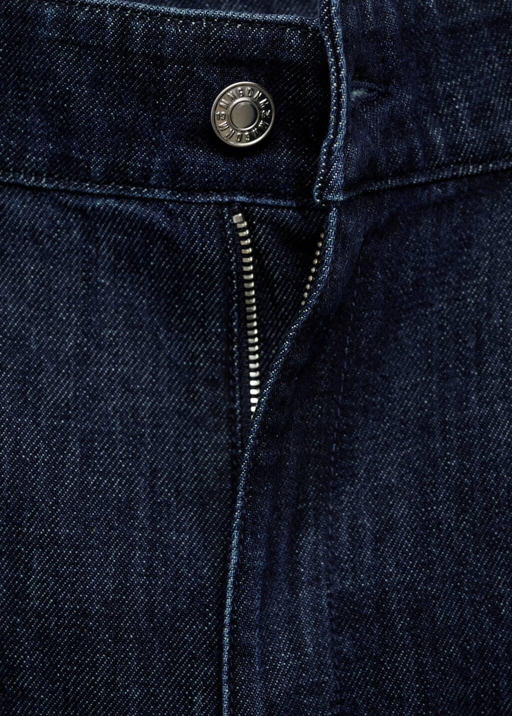 Blue Rinse-Wash Wideleg Jeans With Pleats, , large image number 3