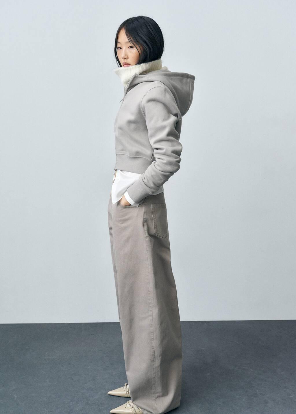 Grey Wideleg Jeans With Zip, , large image number 1