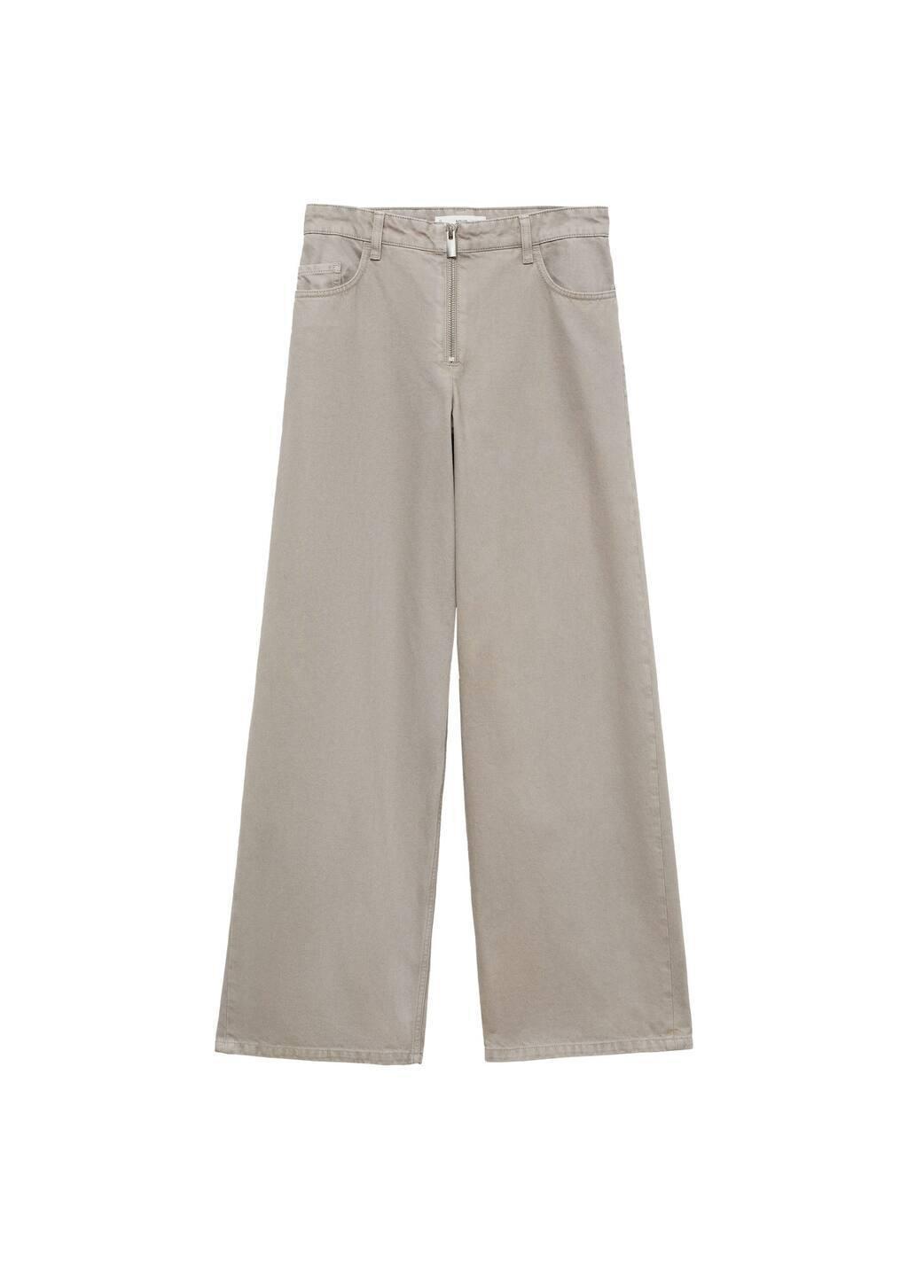 Grey Wideleg Jeans With Zip, , large image number 2