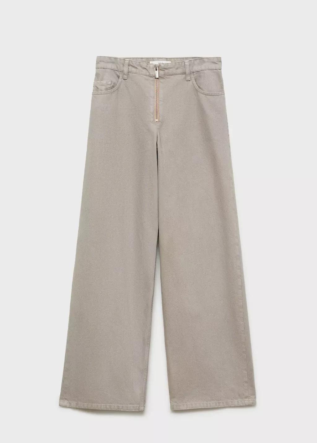 Grey Wideleg Jeans With Zip, , large image number 4