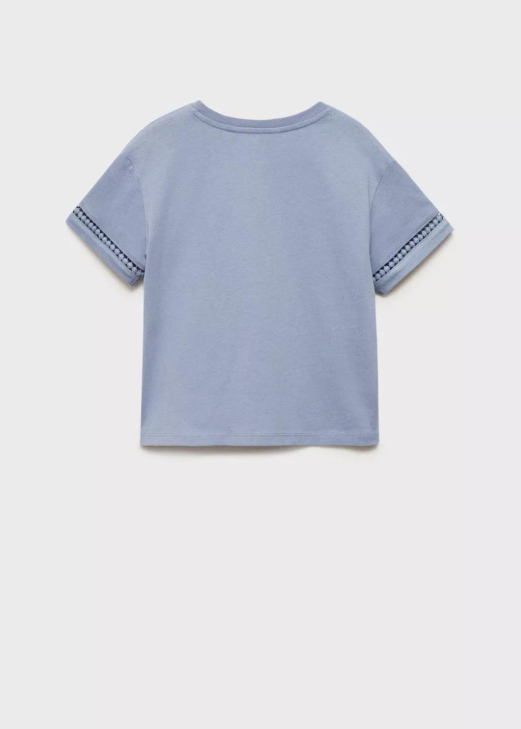 Blue Openwork Details T-Shirt, Kids Girl, , large image number 1