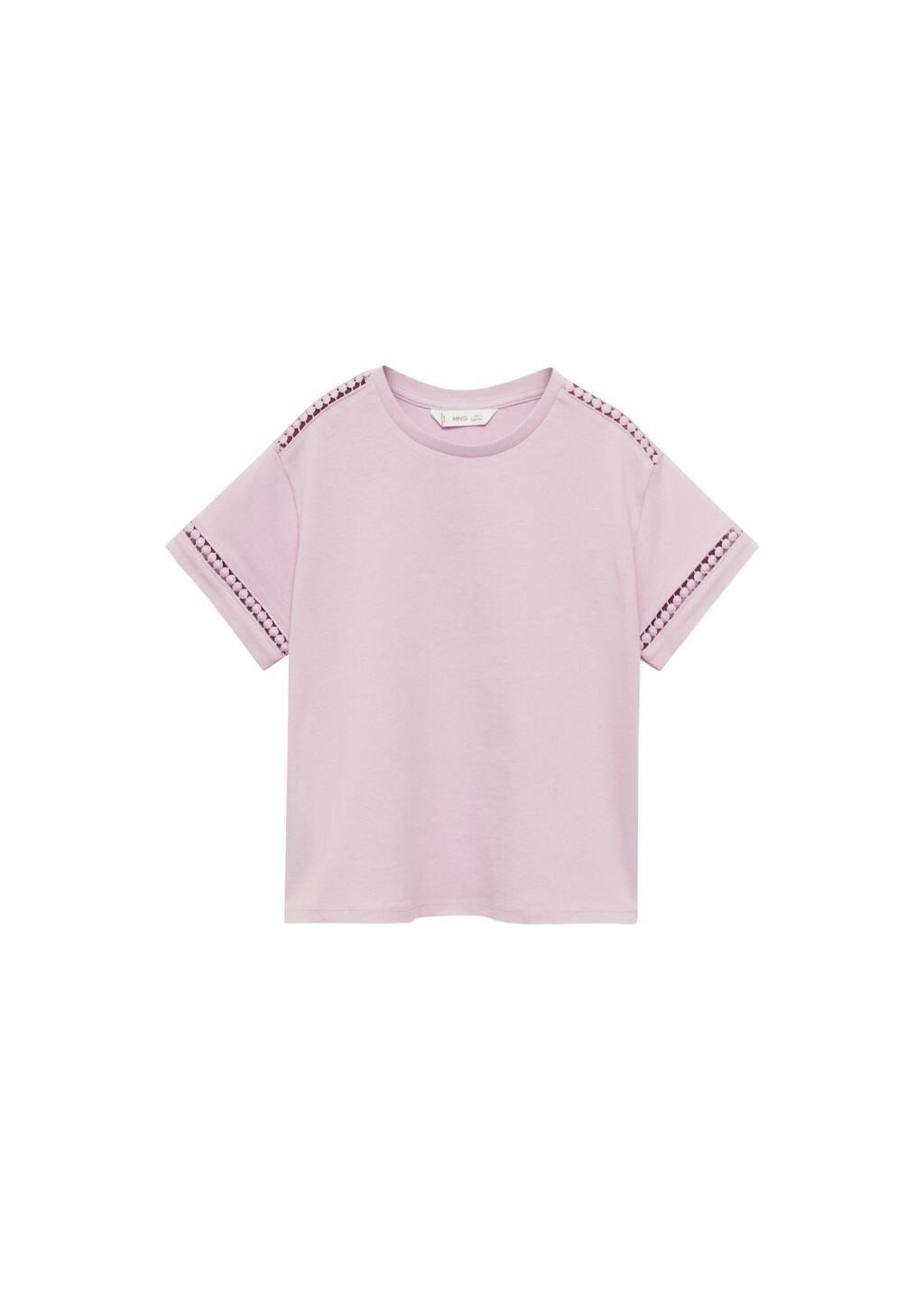 Pink Openwork Details T-Shirt, Kids Girl, , large image number 2