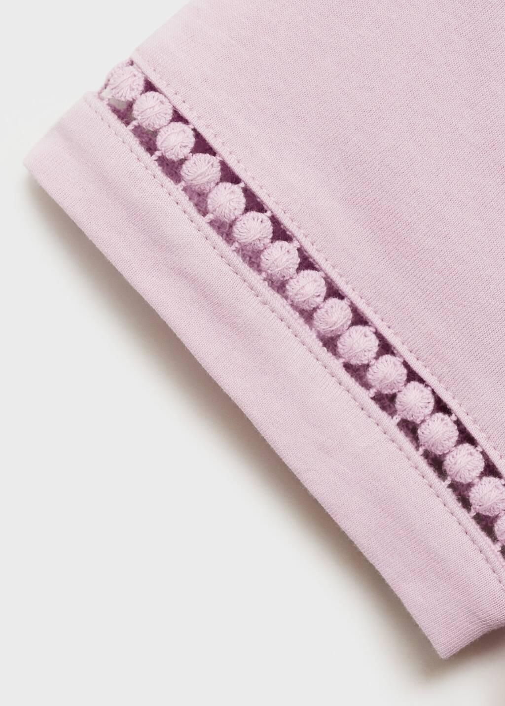 Pink Openwork Details T-Shirt, Kids Girl, , large image number 3