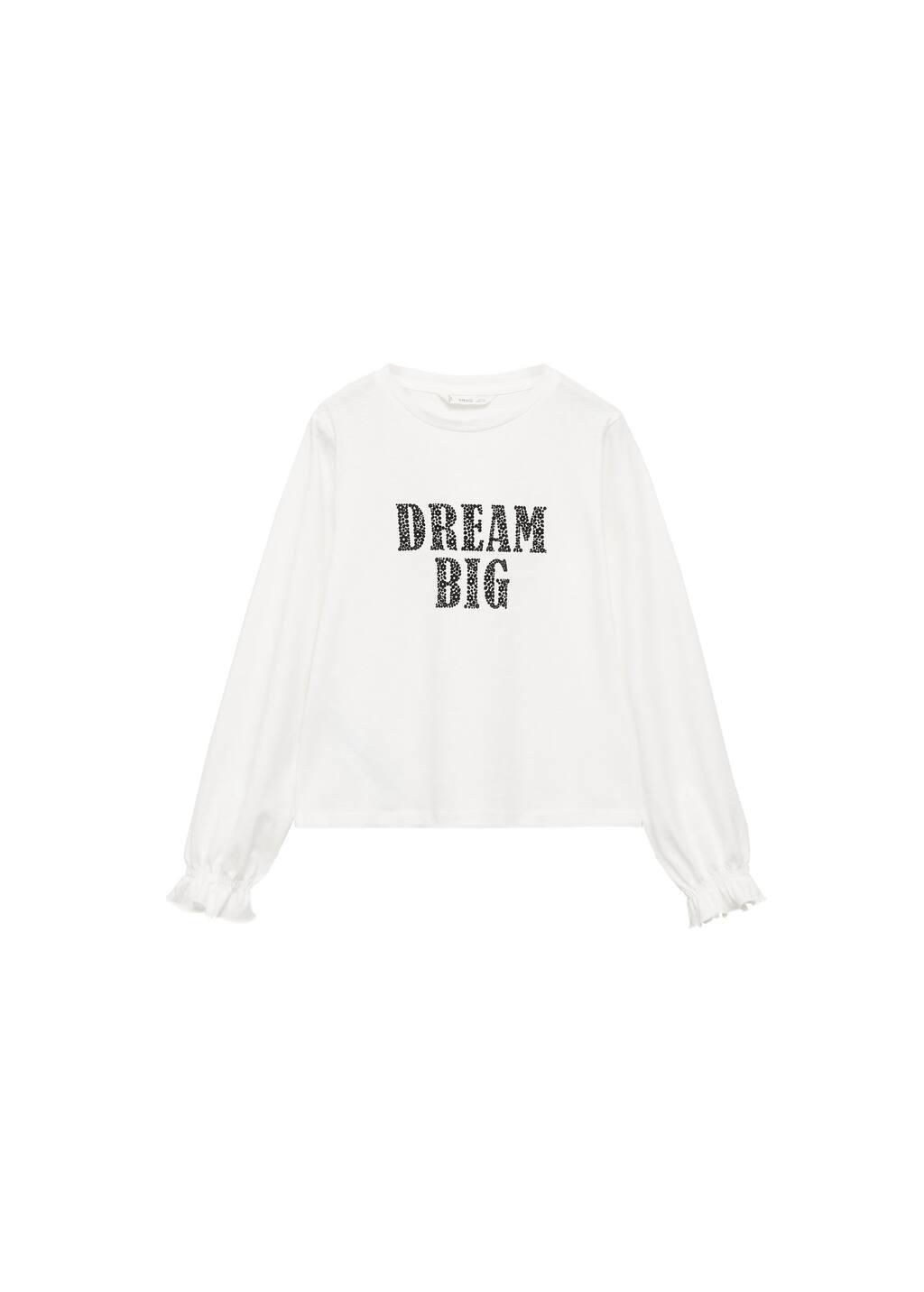 White Message Cotton T-Shirt, Kids Girl, , large image number 2