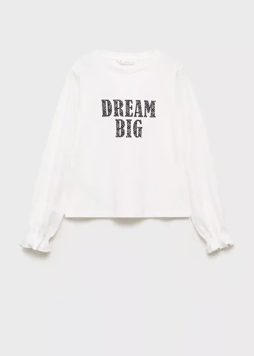 White Message Cotton T-Shirt, Kids Girl, , large image number 4