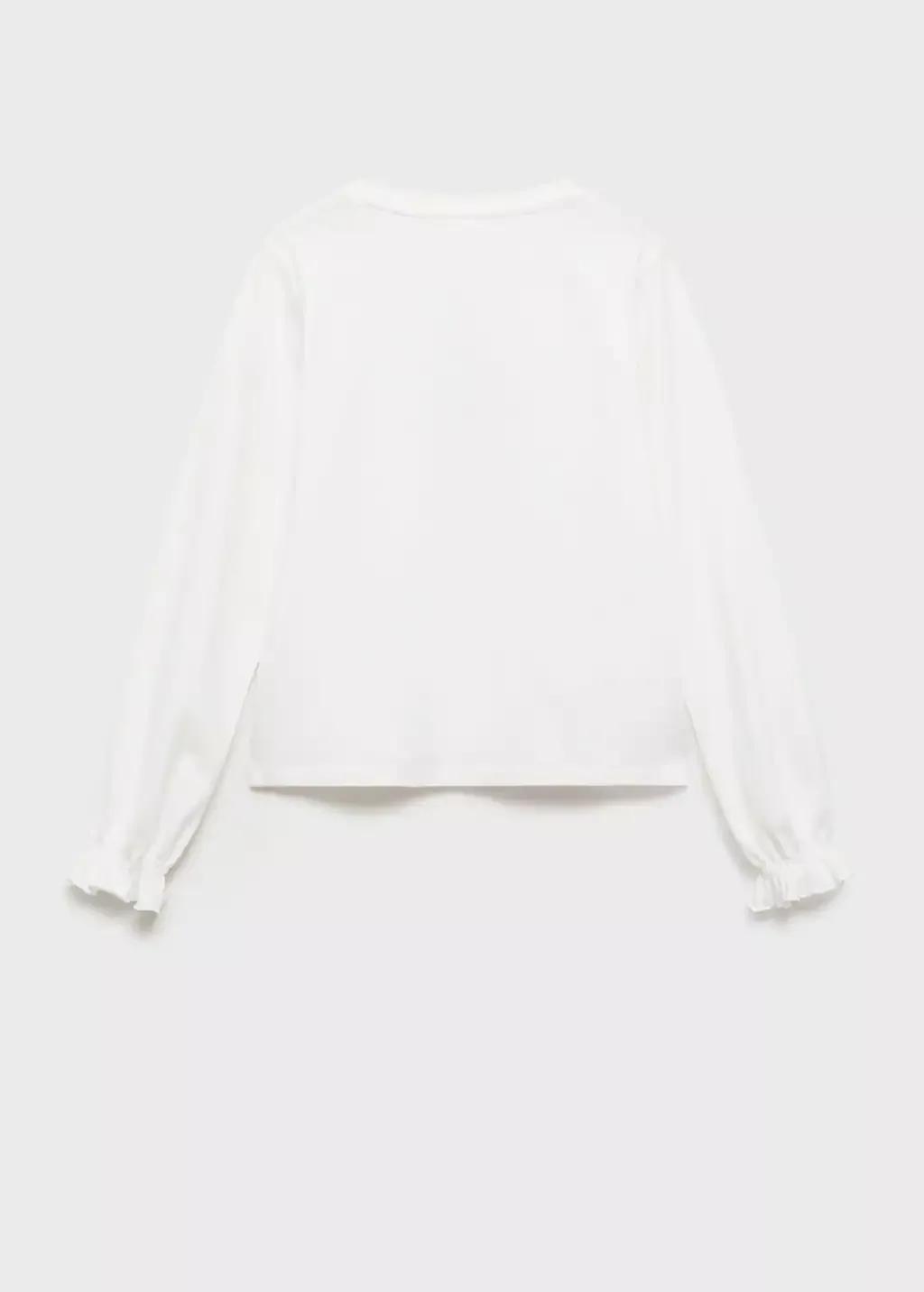 White Message Cotton T-Shirt, Kids Girl, Natural White, large image number 5