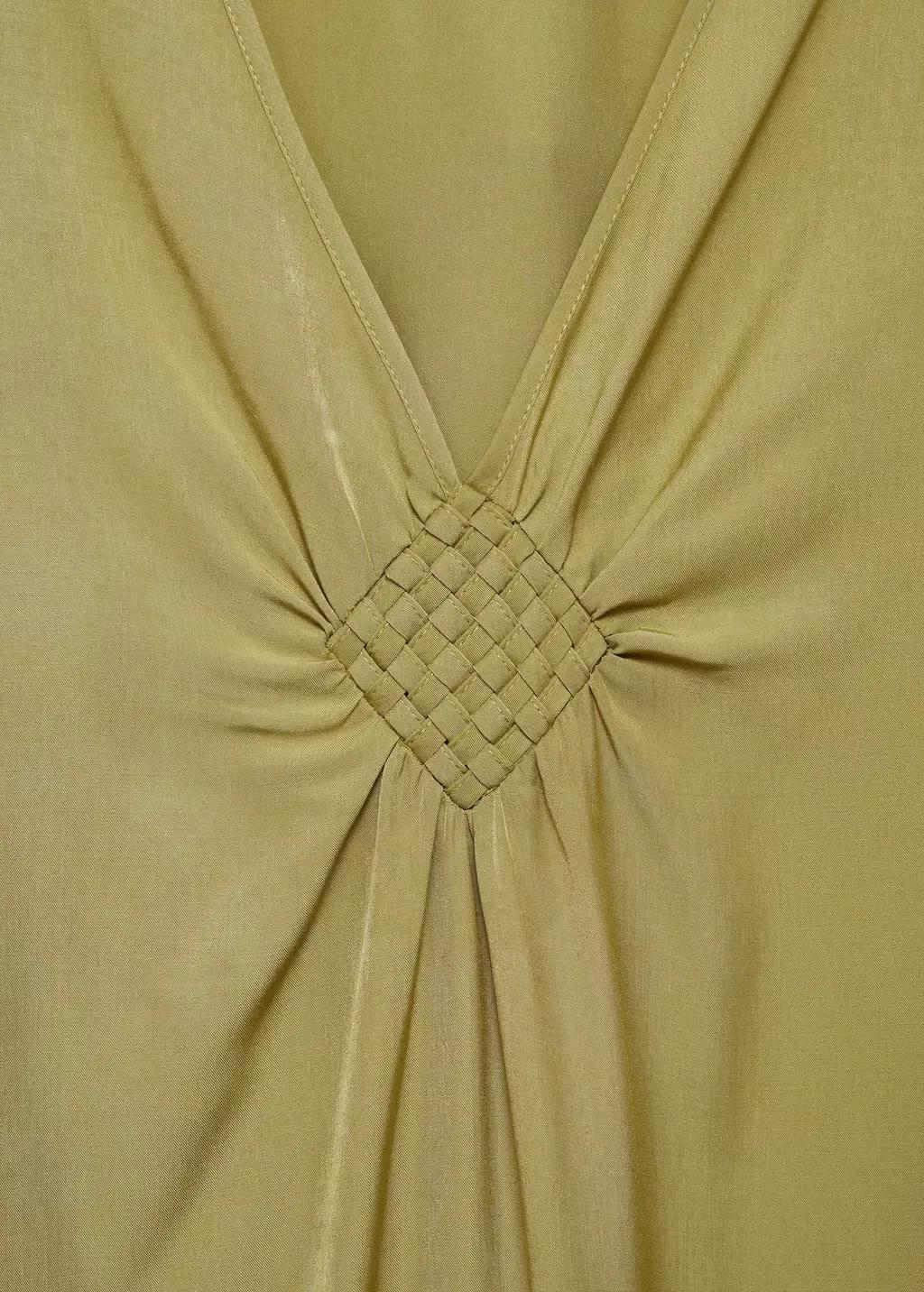 Green Flared-Sleeve Satin Dress, , large image number 3