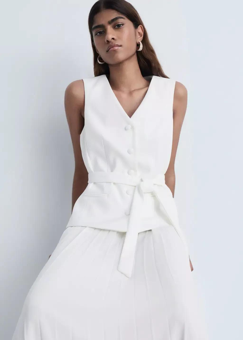 White Combined Vest Dress, , large image number 3