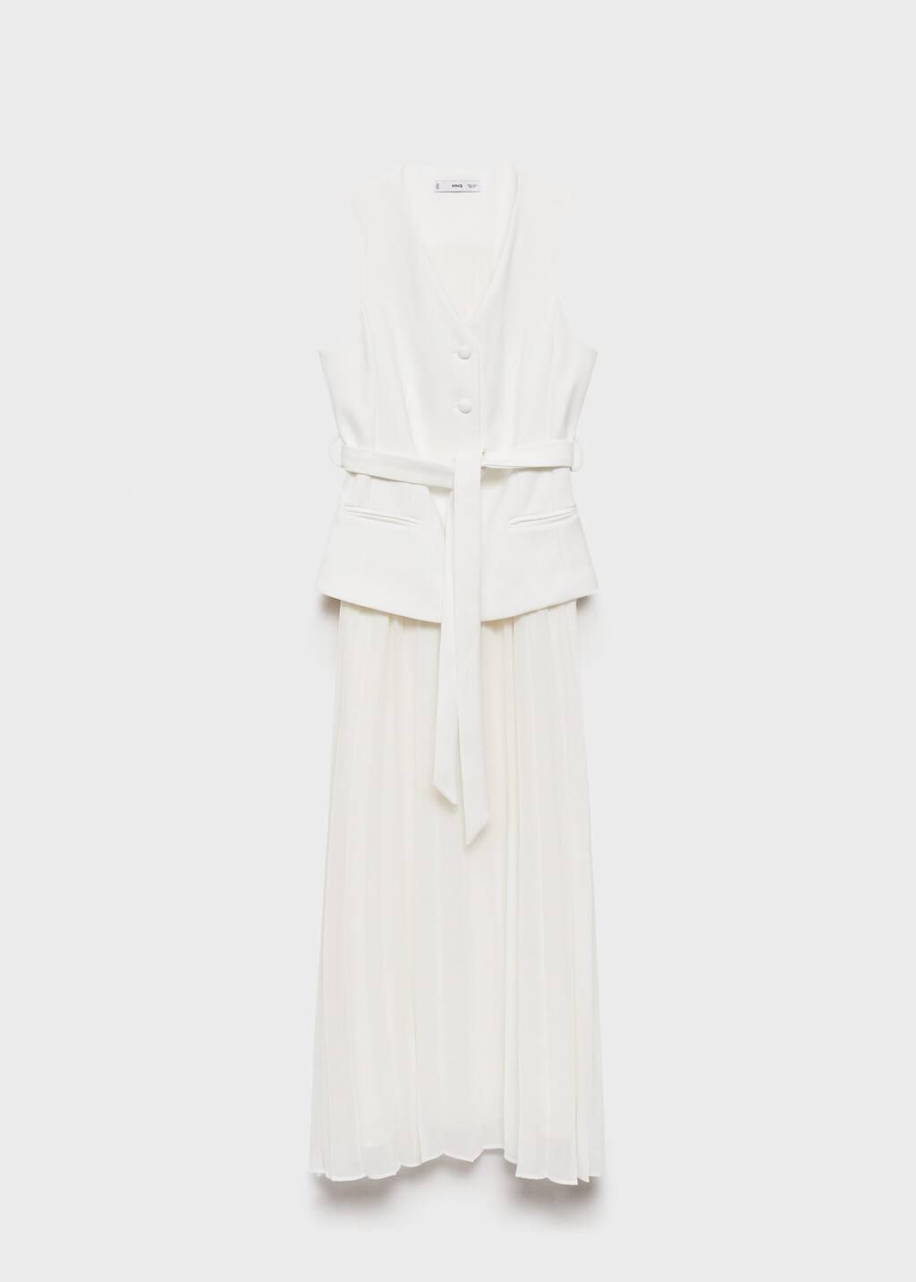 White Combined Vest Dress, , large image number 4