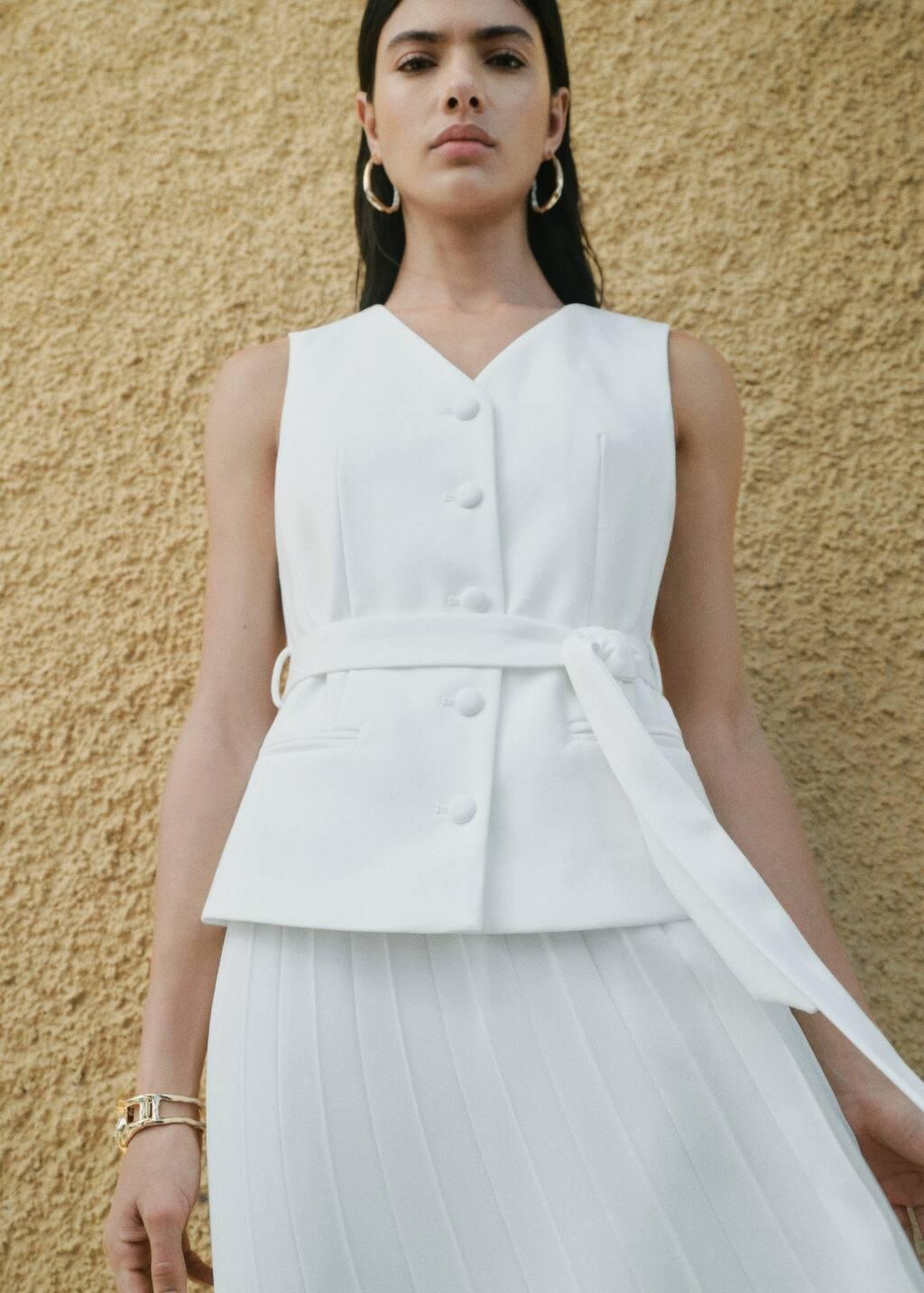 White Combined Vest Dress, , large image number 6