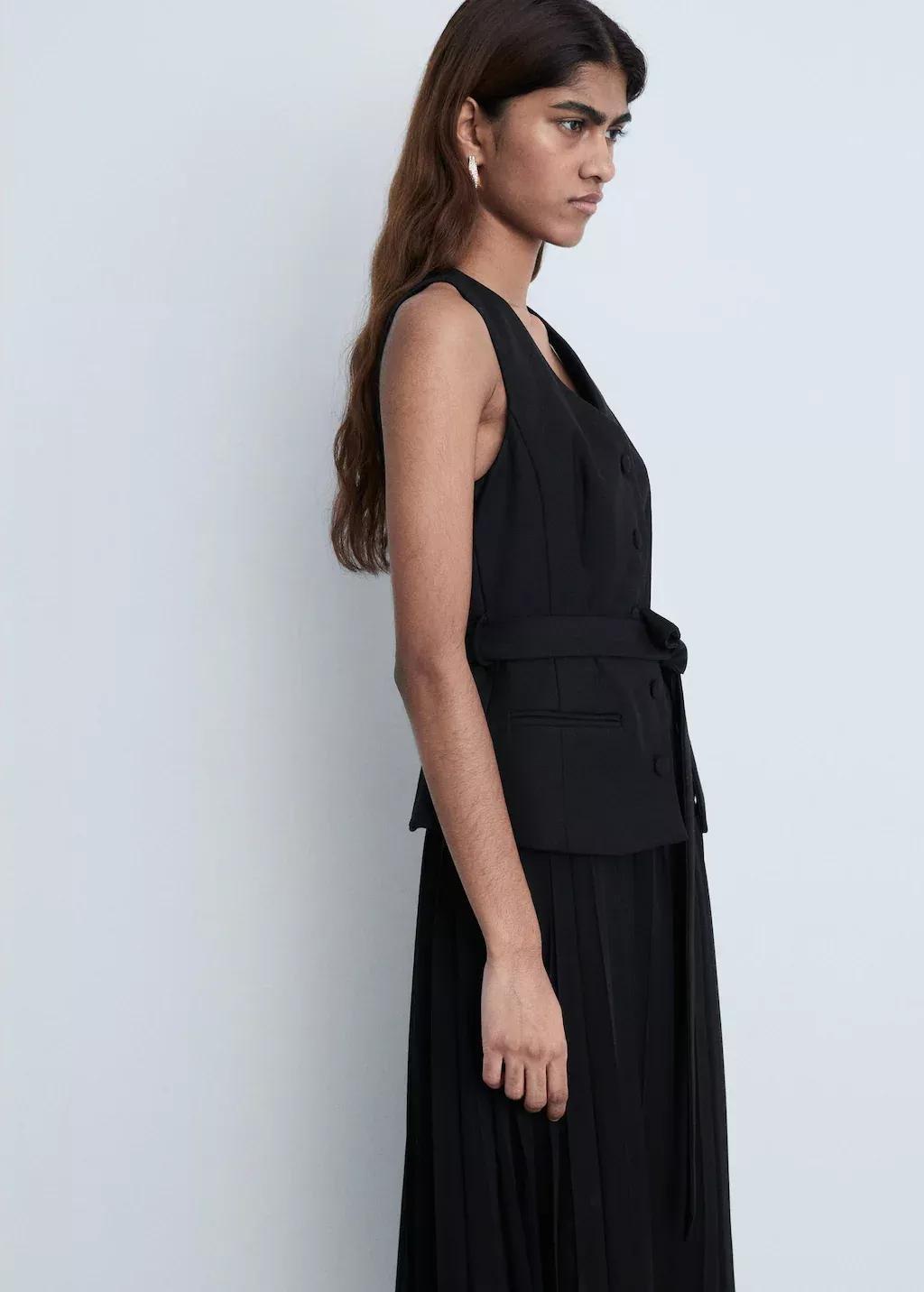 Black Textured Blazer Maxi, , medium