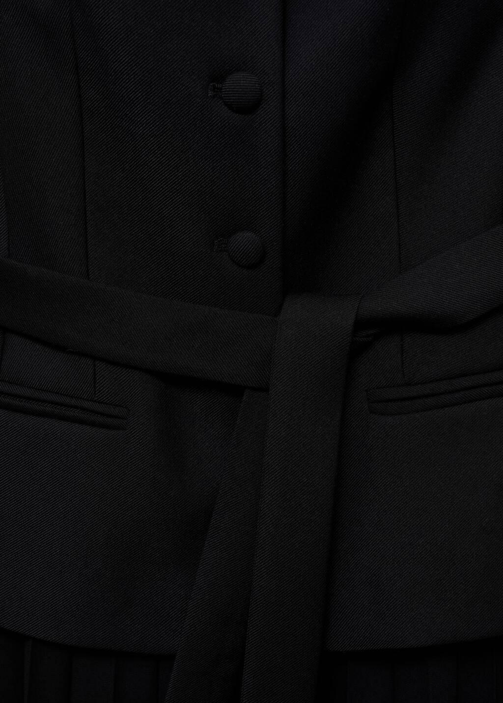 Black Textured Blazer Maxi, , large image number 5